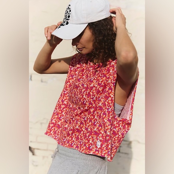FP Movement Inspire Printed Tank NWT Mini Floral Print Scarlet Combo Size M - Picture 3 of 4